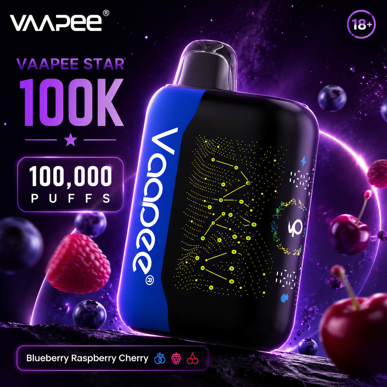 VAAPEE STAR 100K Blueberry Raspberry Cherry display artwork