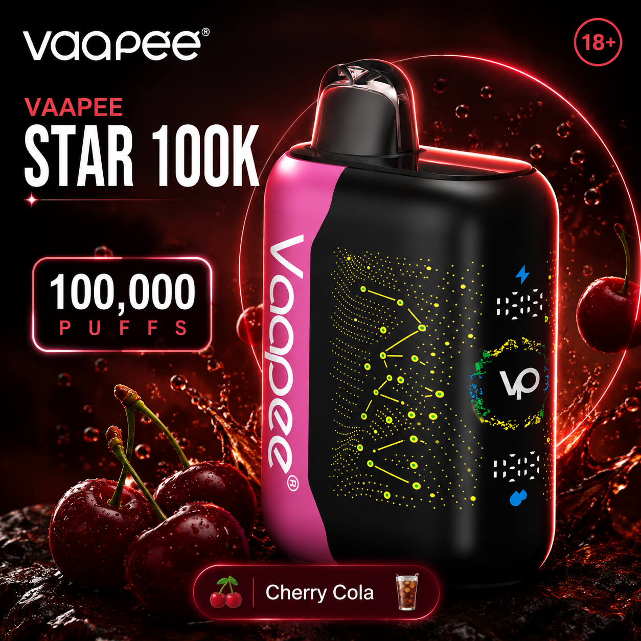 VAAPEE STAR 100K Cherry Cola display artwork