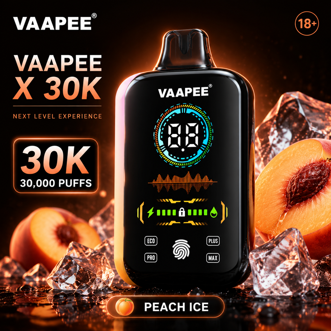 VAAPEE X 30K Peach Ice display artwork
