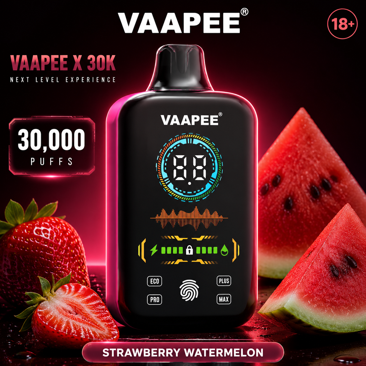 VAAPEE X 30K Strawberry Watermelon display artwork